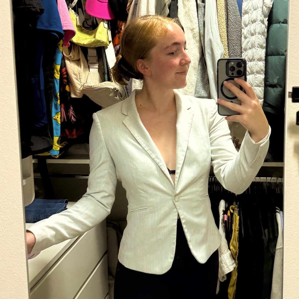 H&M White Heathered Blazer